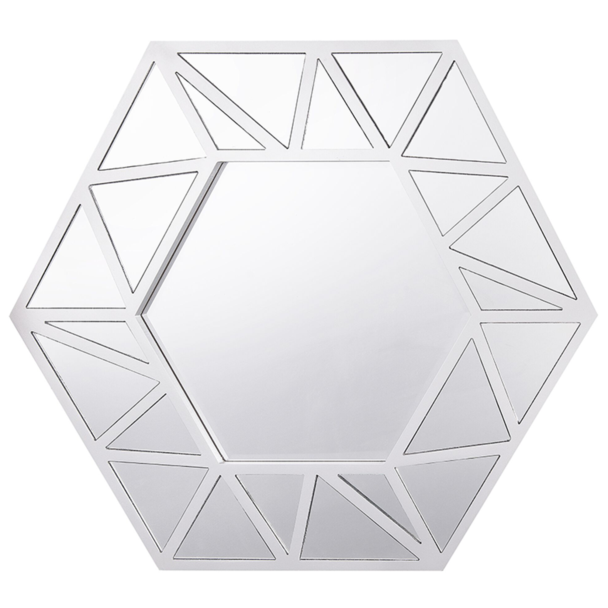 Beliani Wall Hanging Mirror Silver 70 x 80 cm Hexagonal Geometric Frame