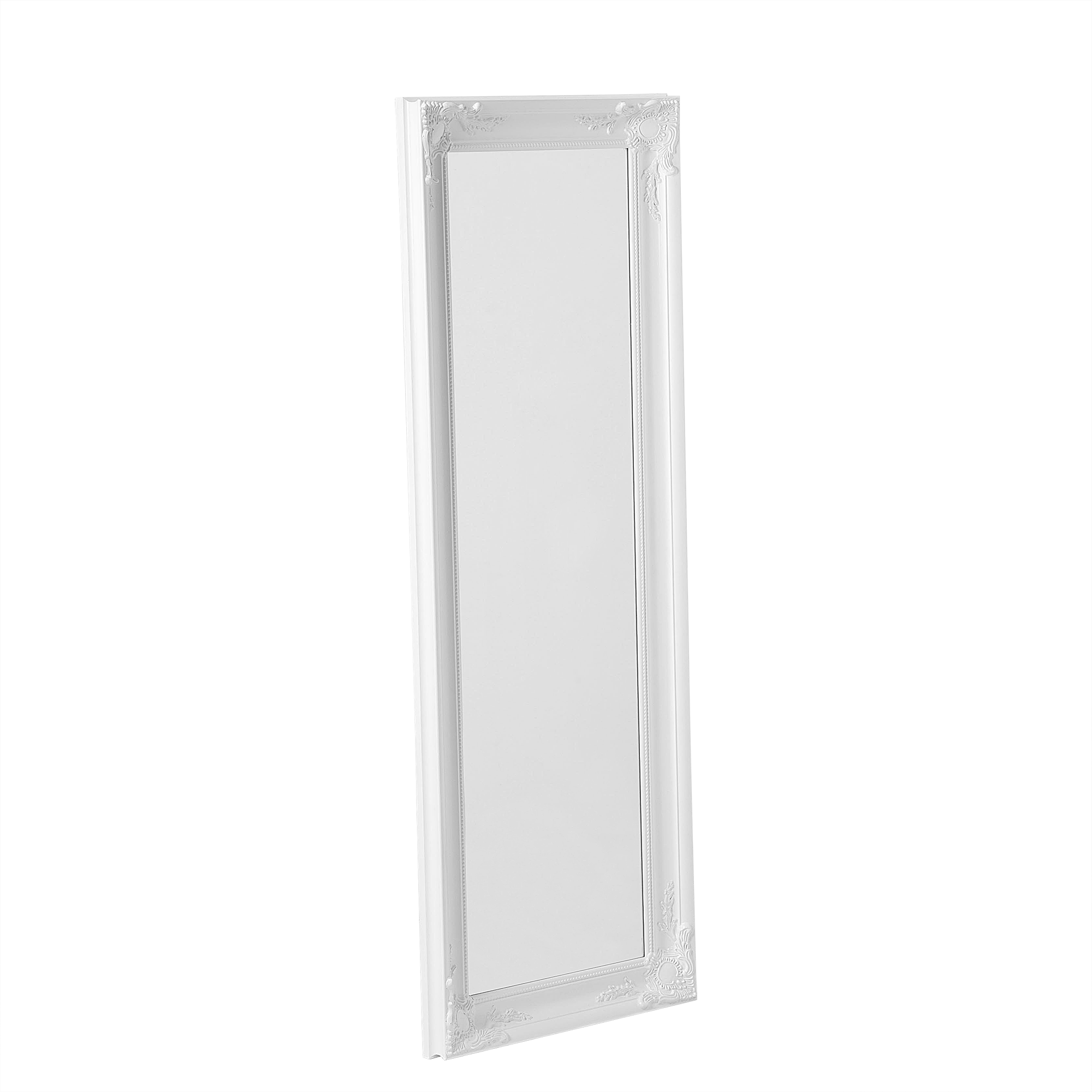 Beliani Wall Hanging Mirror White 51 x 141 cm Synthetic Decorative Frame Living Room Bedroom Classic French Style