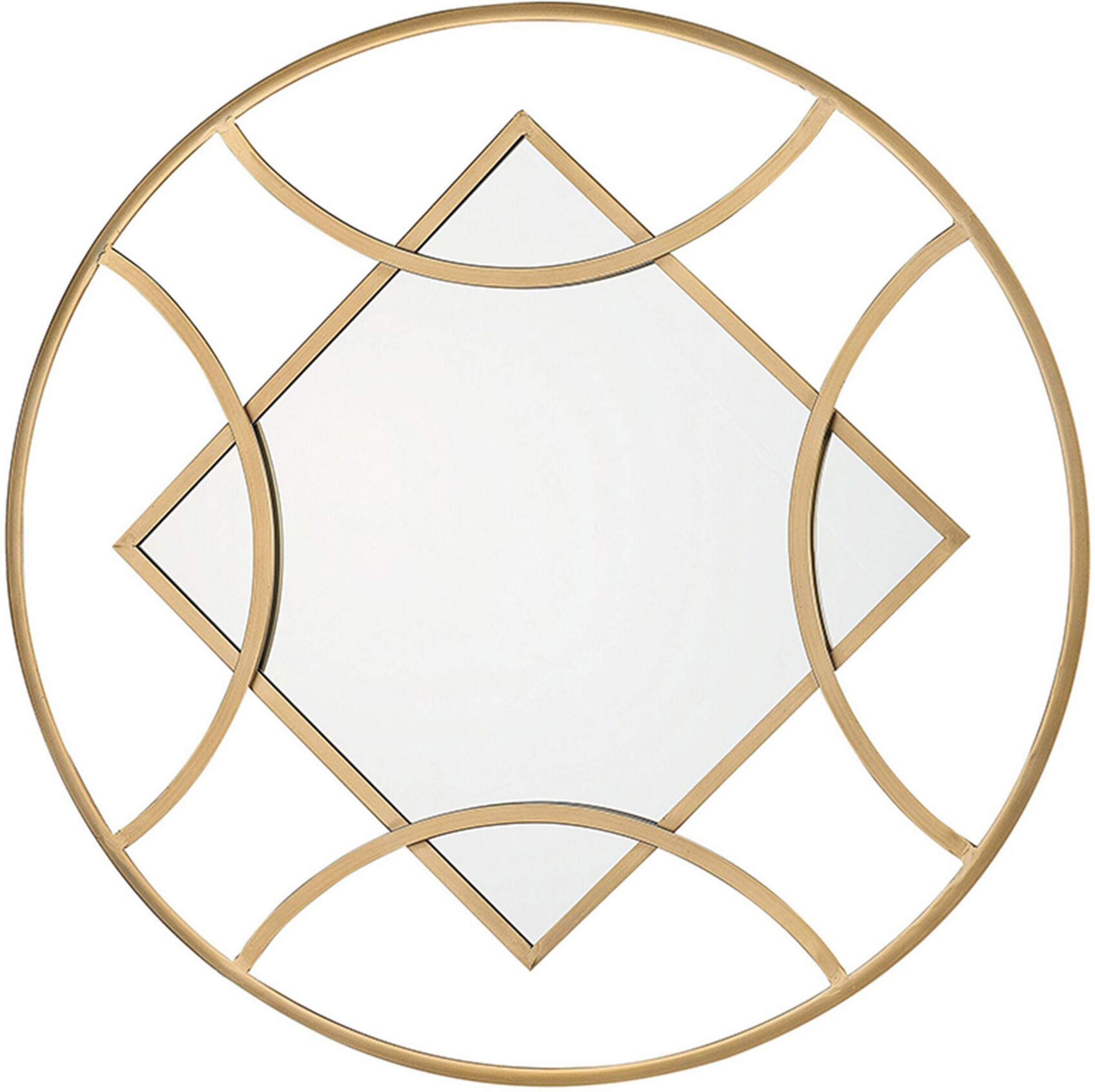 Beliani Wall Mirror Gold Metal Frame 82 x 65 cm Geometric Shape Wall Mounted Home Décor