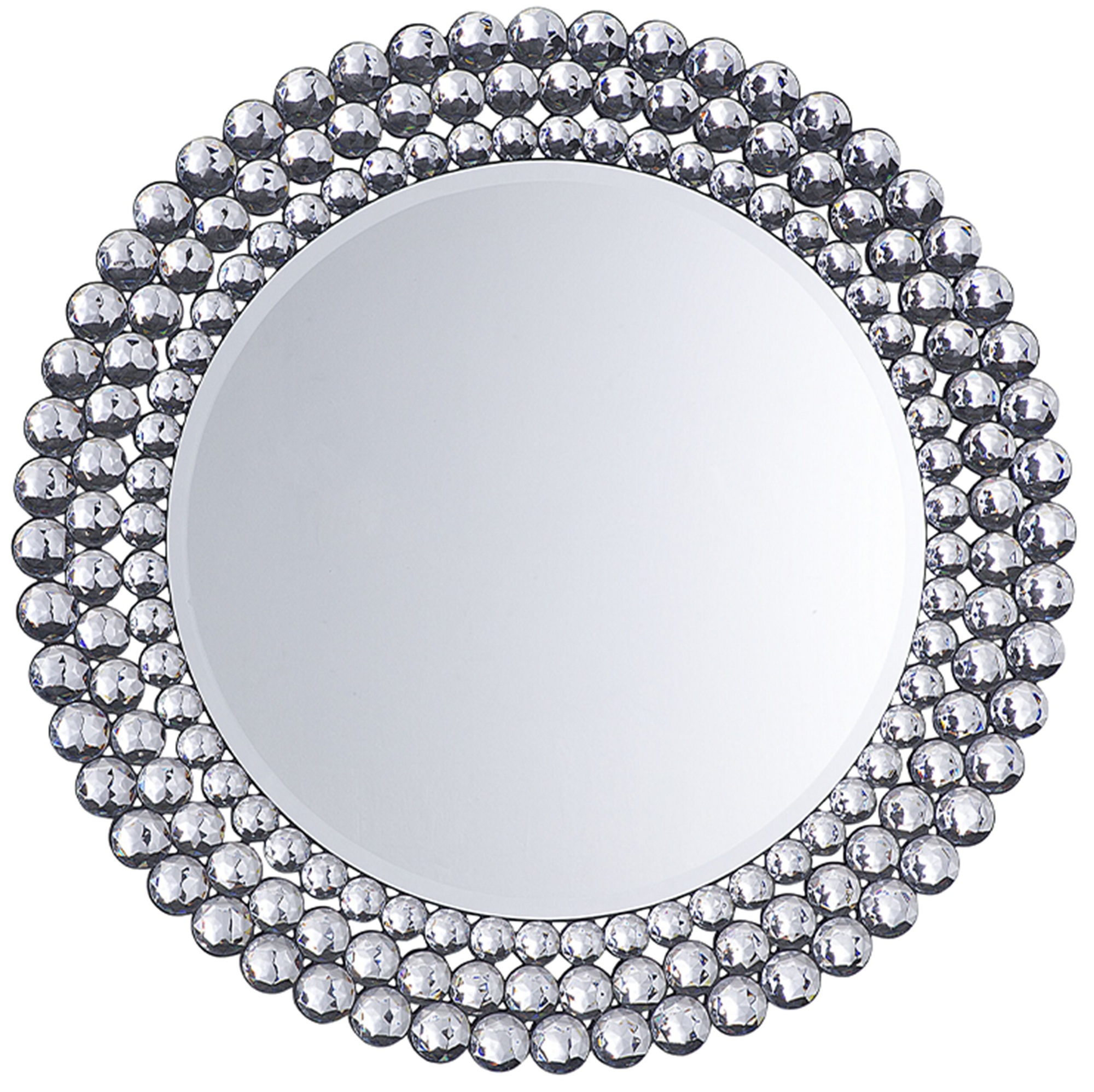 Beliani Wall Hanging Mirror Silver 70 cm Round Decorative Modern Vintage Accent Piece