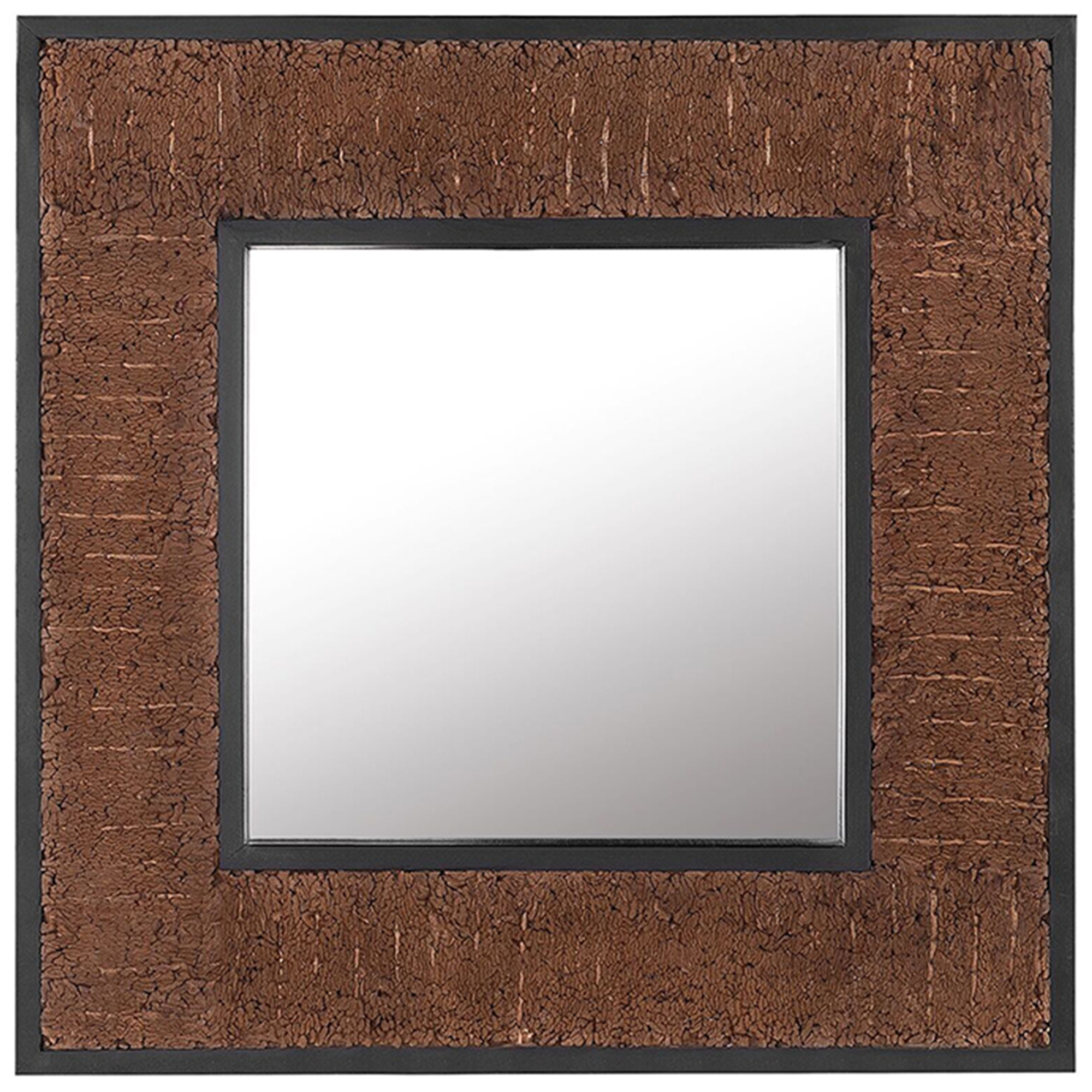 Beliani Decorative Wall Mirror Dark Wood Teak 60 x 60 cm Rustic Style