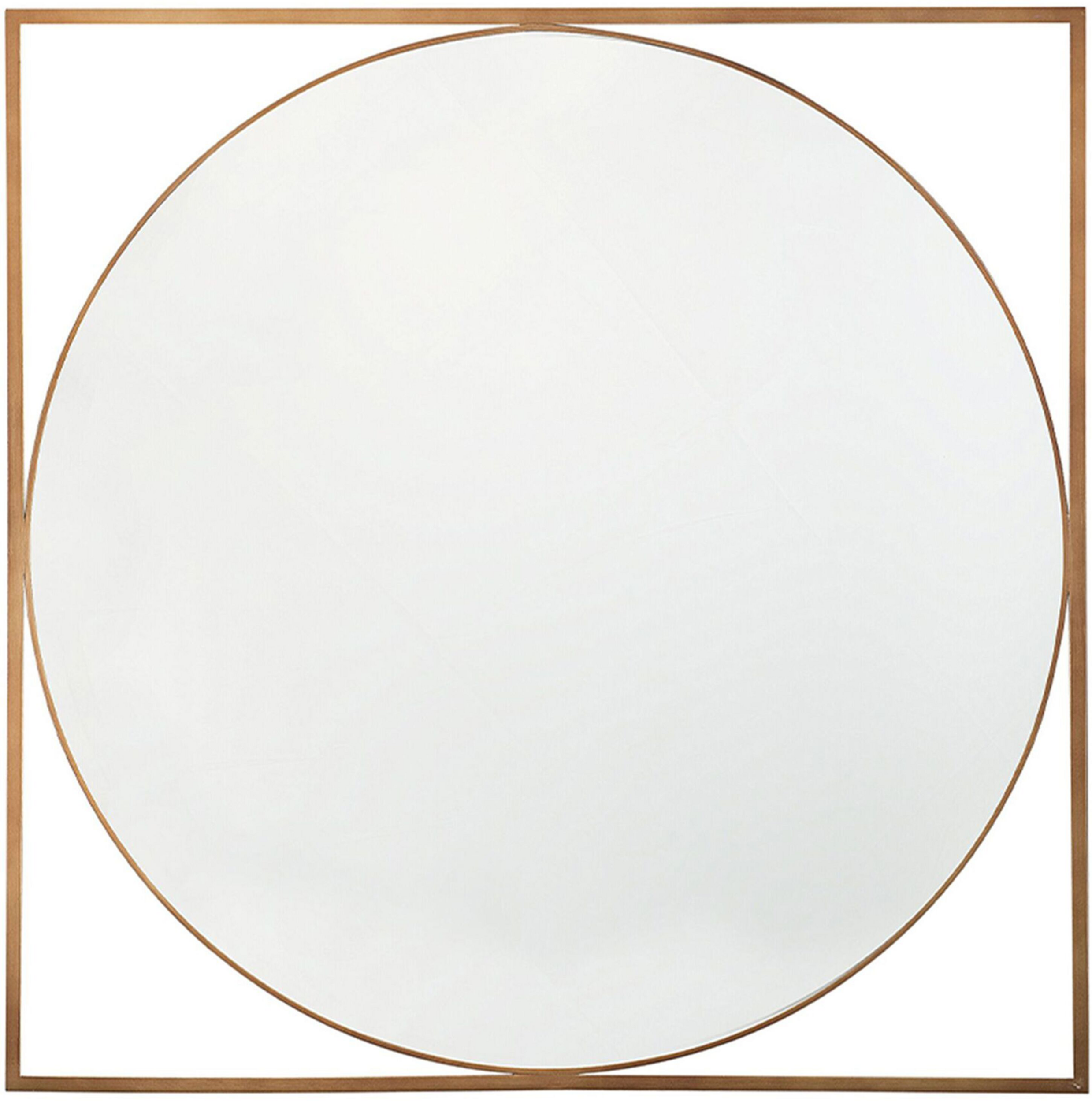 Beliani Round Wall Mirror in Square Frame Gold 81 x 81 cm Bathroom Living Room Glam