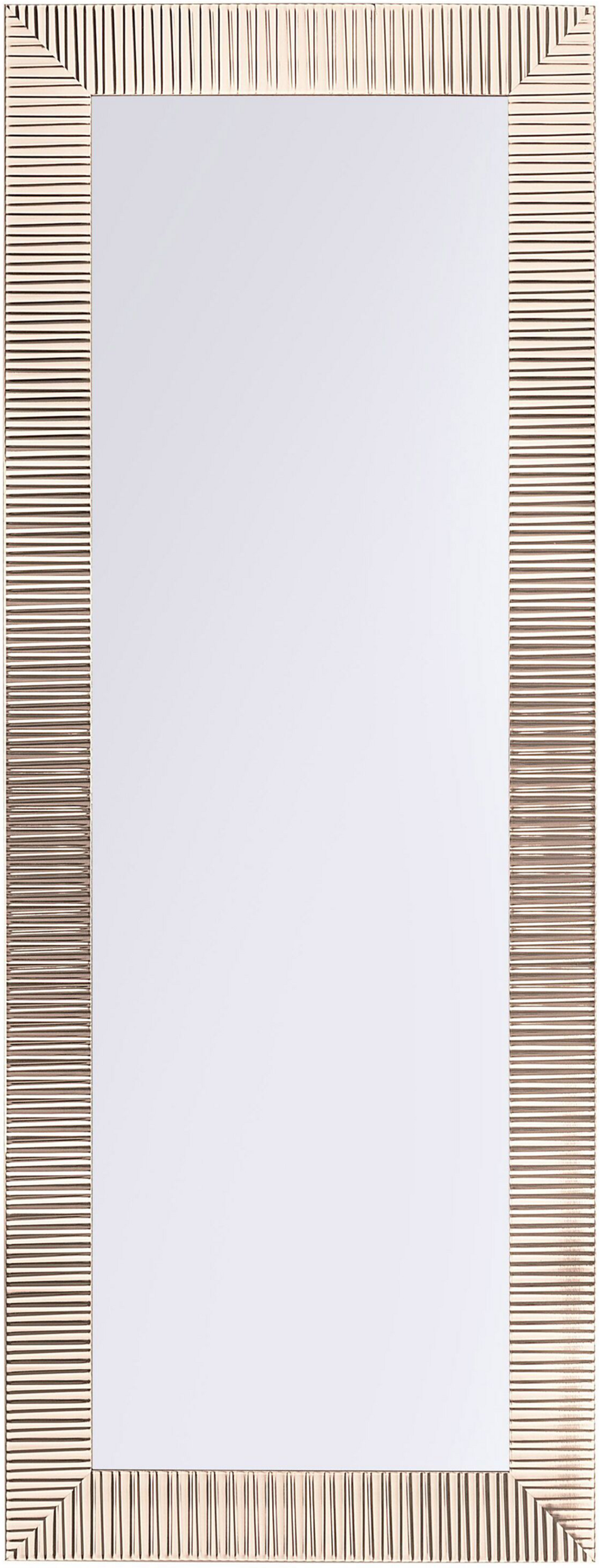 Beliani Wall Mounted Hanging Mirror Gold 50 x 130 cm Framed Modern Contemporary Living Room Hallway