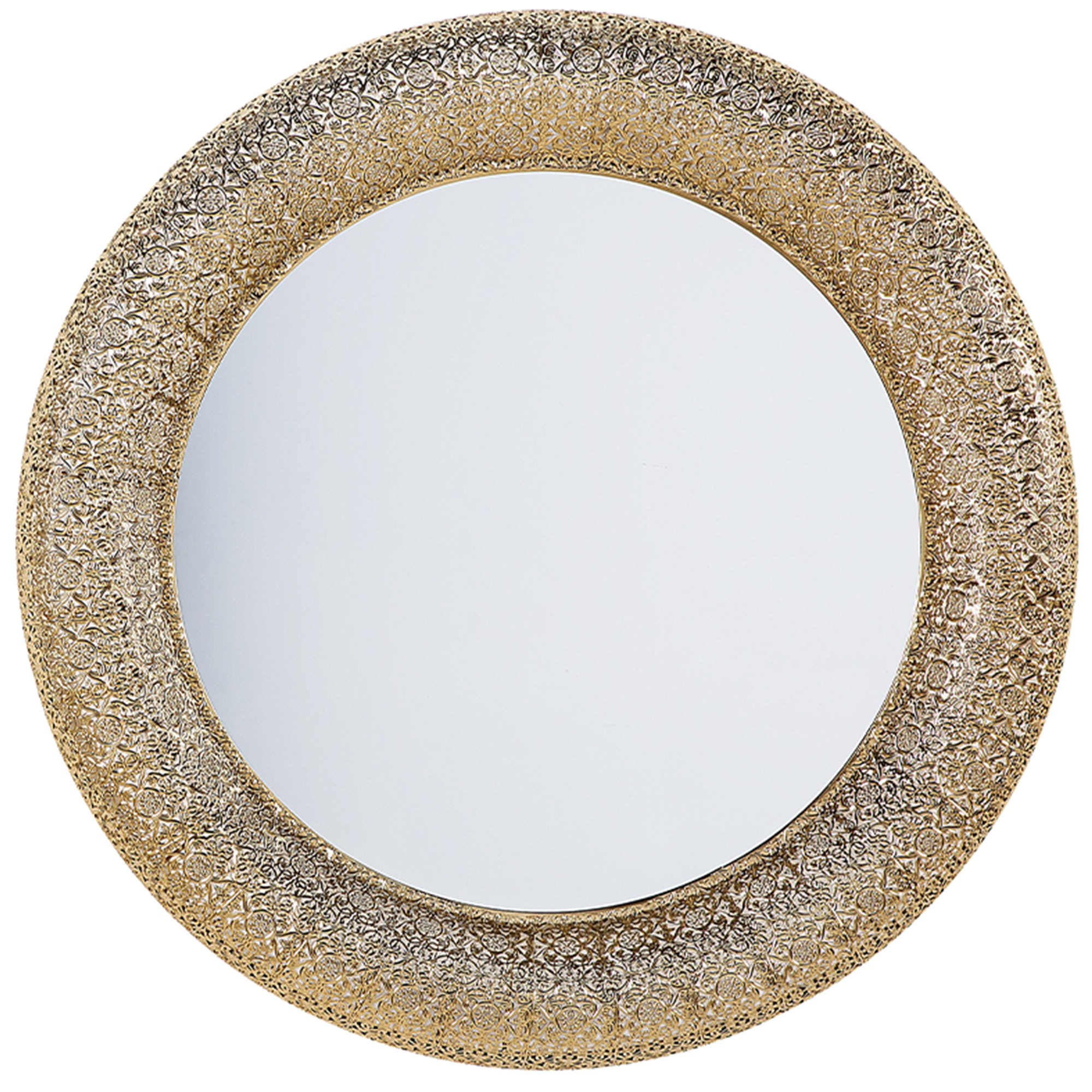 Beliani Wall Mounted Hanging Mirror Gold Round 80 cm Decorative Accent Piece Painted