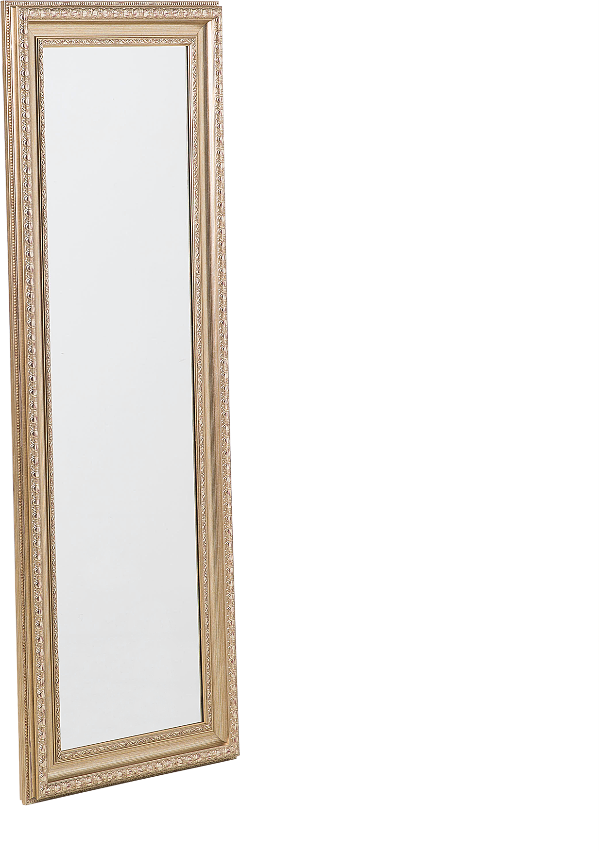 Beliani Standing Mirror Gold Silver 51 x 141 cm Rectangular Frame Floor Decoration Living Room Bedroom Dresser