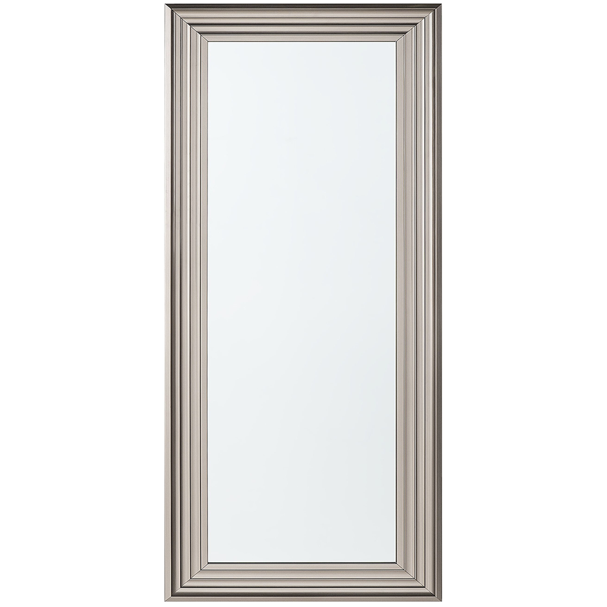 Beliani Wall Hanging Mirror Silver 50 x 130 cm Rectangular Modern Simple Minimalist