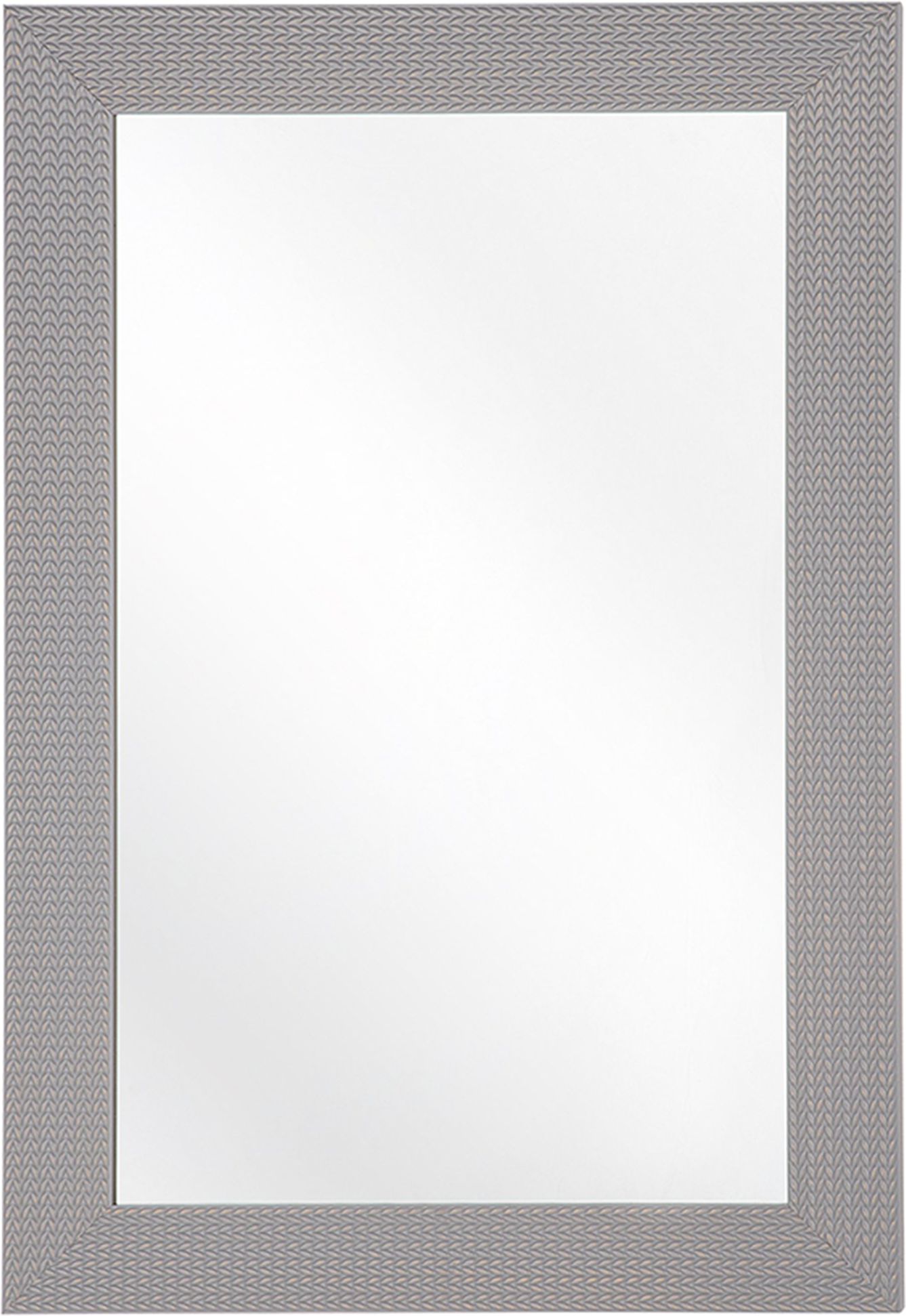 Beliani Wall Hanging Mirror Grey 60 x 90 cm Matt Finish Thick Frame