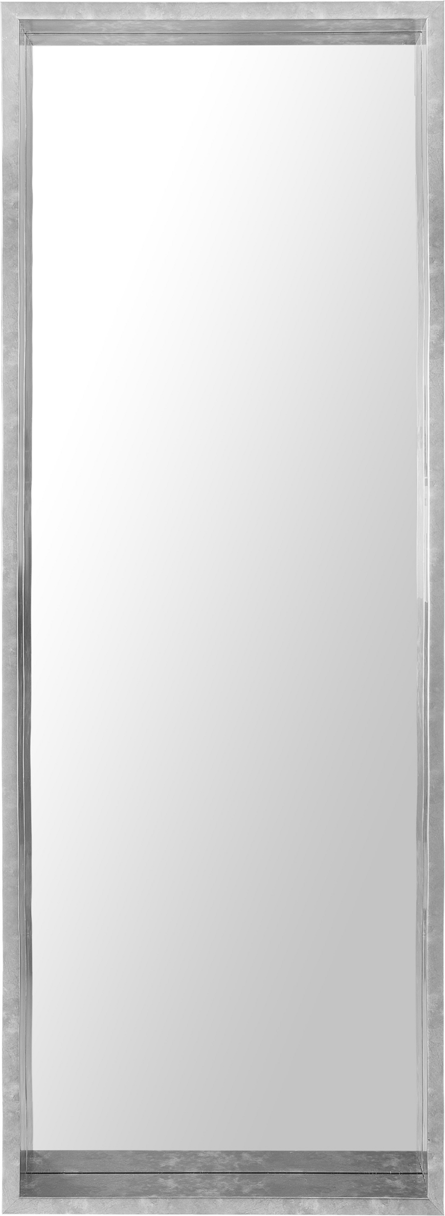 Beliani Wall Mirror Light Grey Synthetic Frame 50 x 140 cm Wood Look Rectangular Wall Hanging