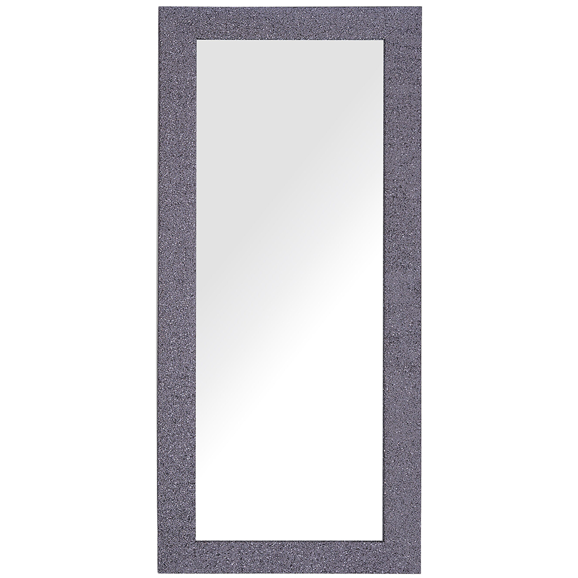 Beliani Wall Mounted Hanging Mirror Grey with Lilac 51 x 130 cm Stone Effect Industrial Rectangular