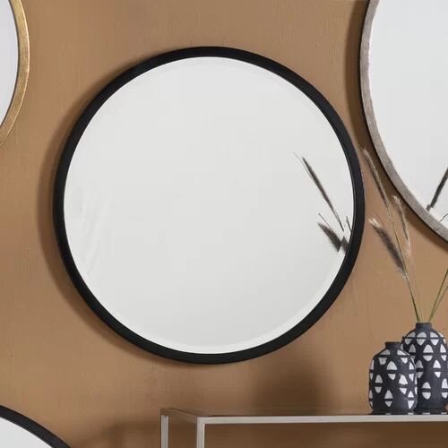 Zipcode Design Braxton Accent Mirror Zipcode Design Size: 60cm H x 60cm W, Finish: Black  - Size: 93cm H X 38cm W X 20cm D