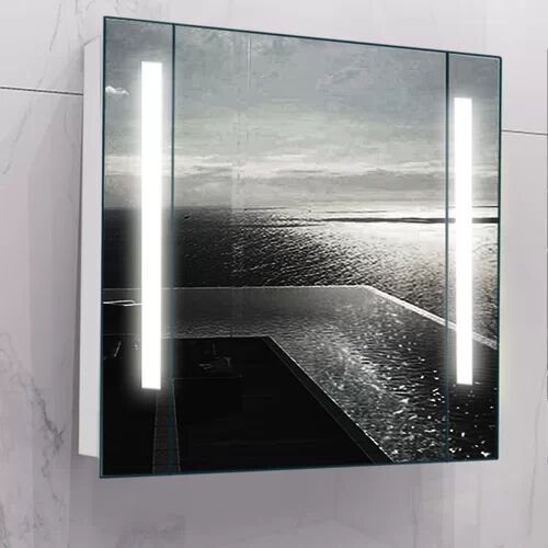 Ivy Bronx Meadow 60cm x 64cm Surface Mount Mirror Cabinet with LED Lighting Ivy Bronx  - Size: 70cm H X 65cm W X 91cm D