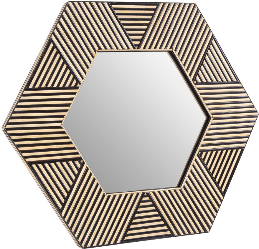 Arizona Hexagonal Wall Mirror   Black   Bamboo