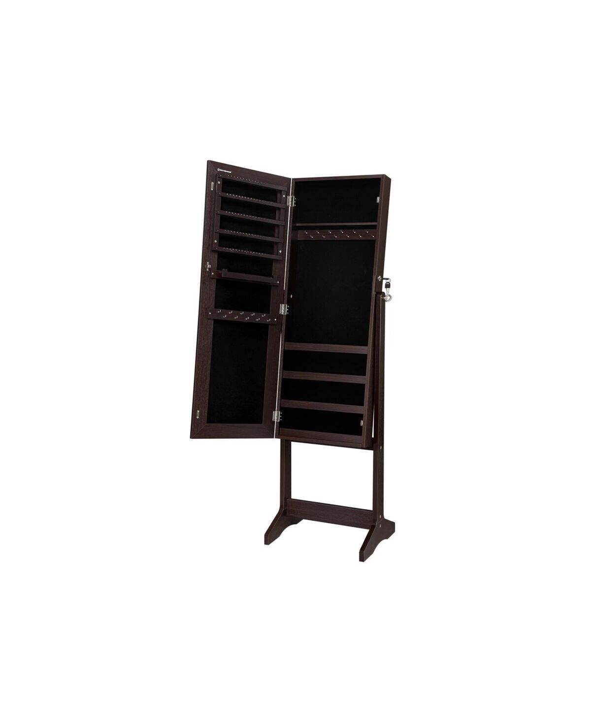 Slickblue Free Standing Jewelry Armoire with Full Mirror - Brown