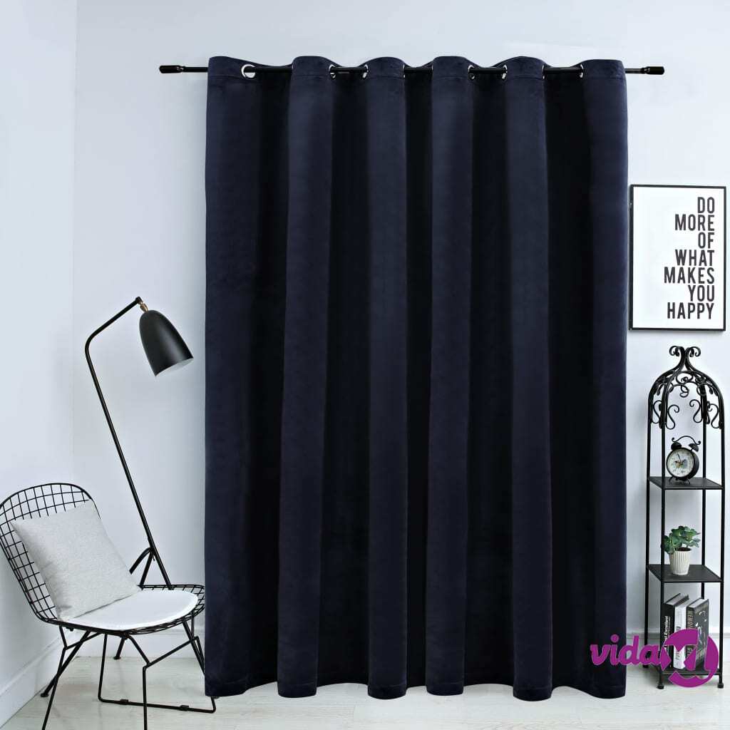 vidaXL Blackout Curtain with Metal Rings Velvet Black 290x245 cm