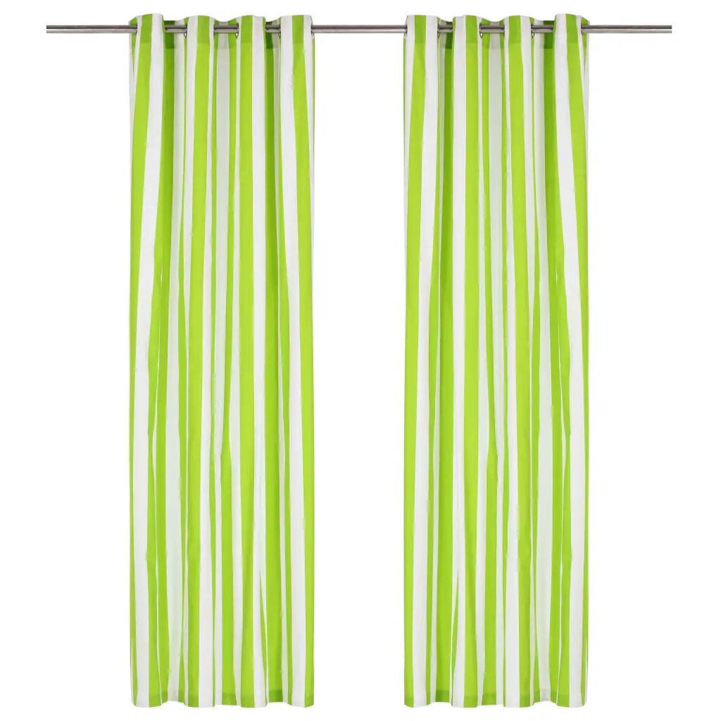 vidaXL Rideaux avec anneaux en métal 2 pcs Tissu 140x245cm Rayure Vert