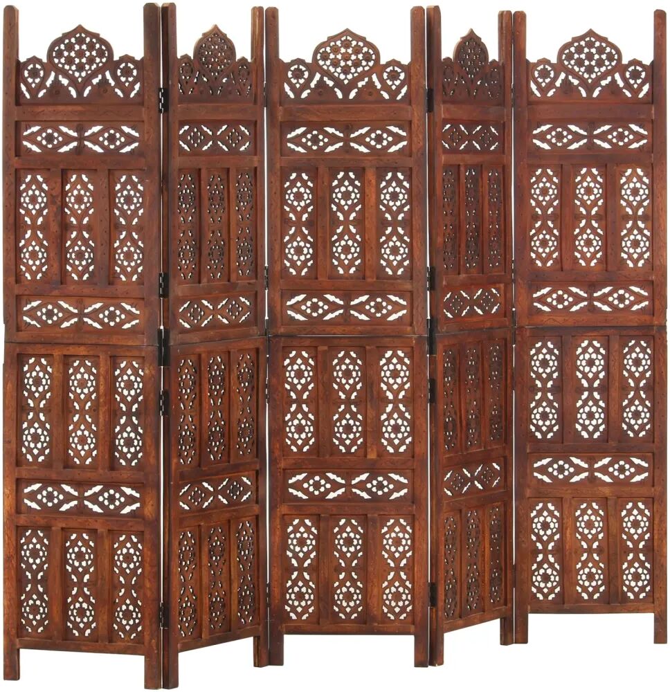 vidaXL Cloison de séparation 5 panneaux Marron 200x165cm Bois manguier