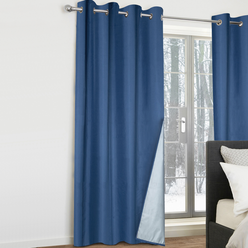 IDMarket Lot de 2 rideaux thermiques bleus 135x240 cm