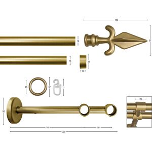 GARESA Gardinenstange »RUSTIKA«, 2 läufig-läufig, Wunschmasslänge, rustikale... mattgoldfarben  L: 460 cm   Ø 16 mm