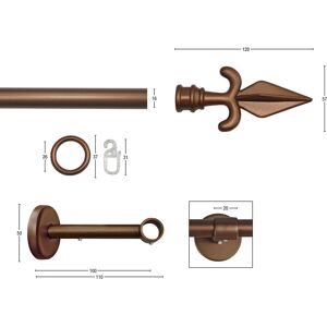 GARESA Gardinenstange »RUSTIKA«, 1 läufig-läufig, Wunschmasslänge, rustikale... bronzefarben  L: 340 cm   Ø 16 mm