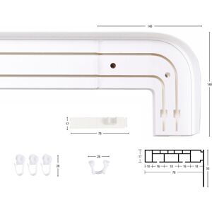 GARESA Schienensystem »Kunststoffschiene mit Blende«, 2 läufig-läufig,... weiss  L: 100 cm