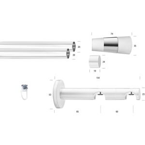 GARESA Gardinenstange »WHITE«, 2 läufig-läufig, Wunschmasslänge,... weiss  L: 430 cm   Ø 20 mm