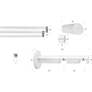 GARESA Gardinenstange »WHITE«, 2 läufig-läufig, Wunschmasslänge,... weiss Größe L: 190 cm   Ø 20 mm