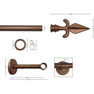 GARESA Gardinenstange »RUSTIKA«, 1 läufig-läufig, Wunschmasslänge, rustikale... bronzefarben Größe L: 170 cm   Ø 16 mm