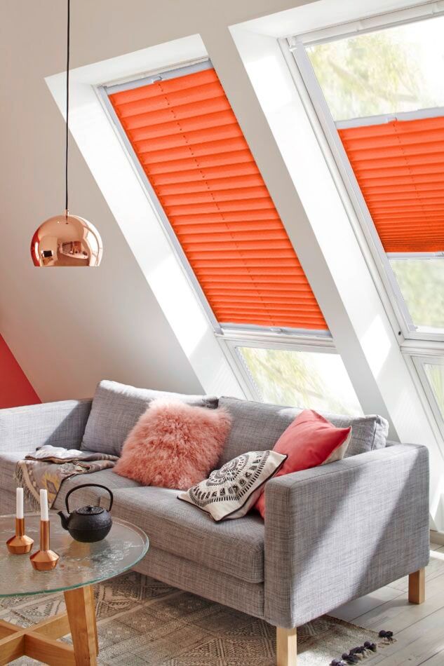 sunlines Dachfensterplissee »StartUp Style Crepe«, Lichtschutz, verspannt,... orange
