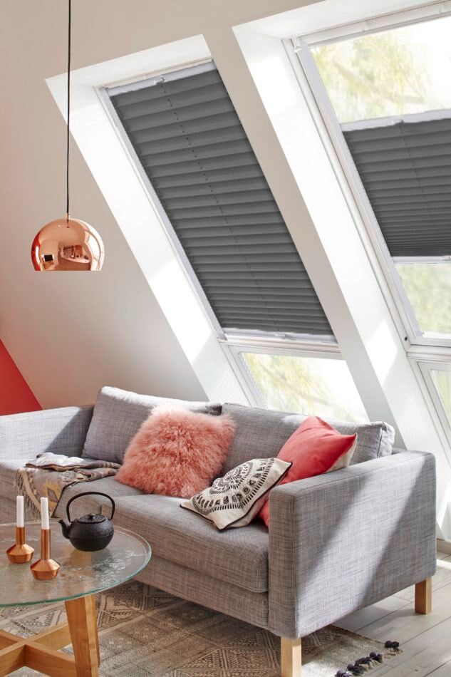 sunlines Dachfensterplissee »Classic Style Crepe«, Lichtschutz, verspannt,... grau