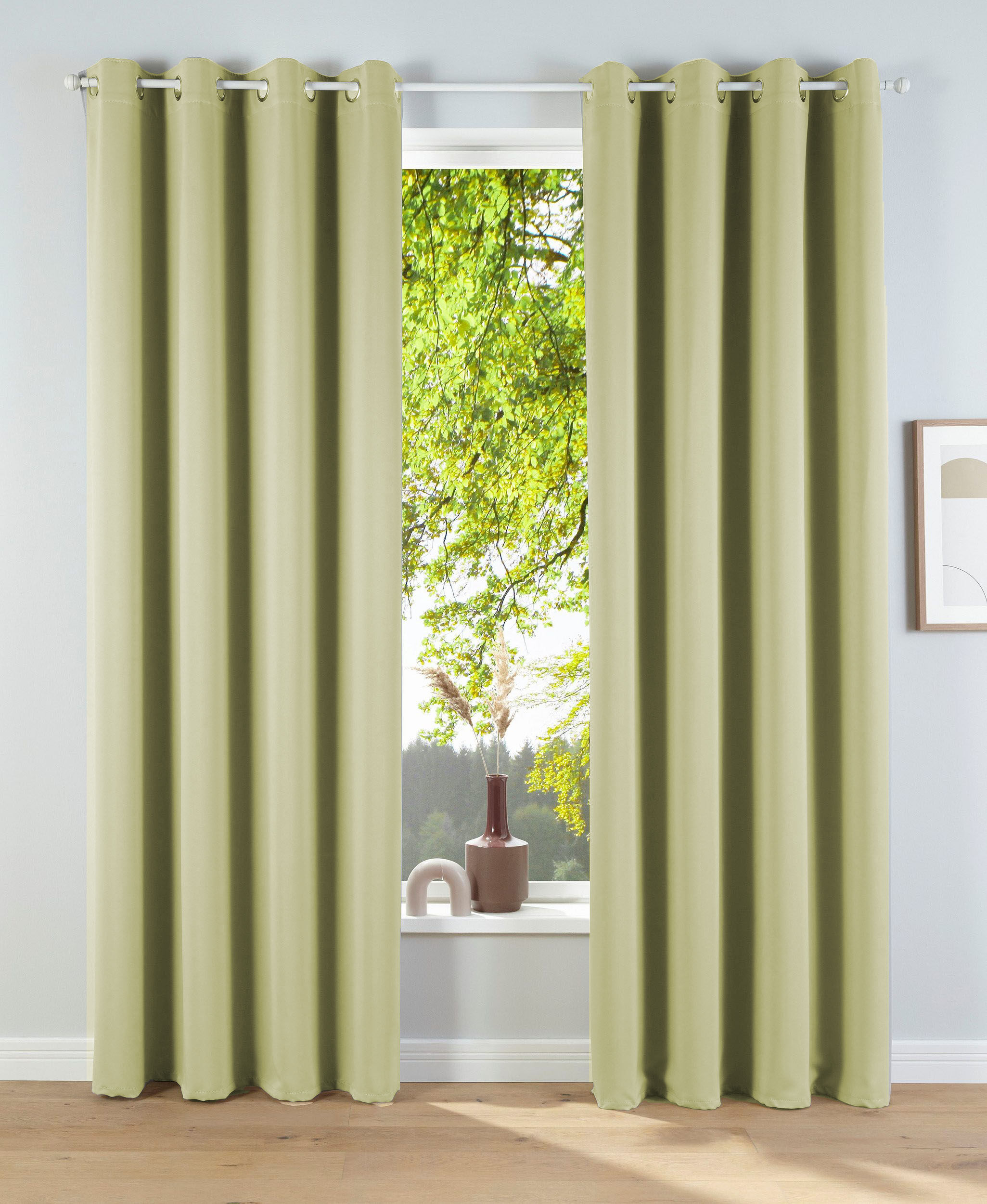 GOODproduct Vorhang »Cordell«, (2 St.), blickdicht, nachhaltig, recyceltes... grün