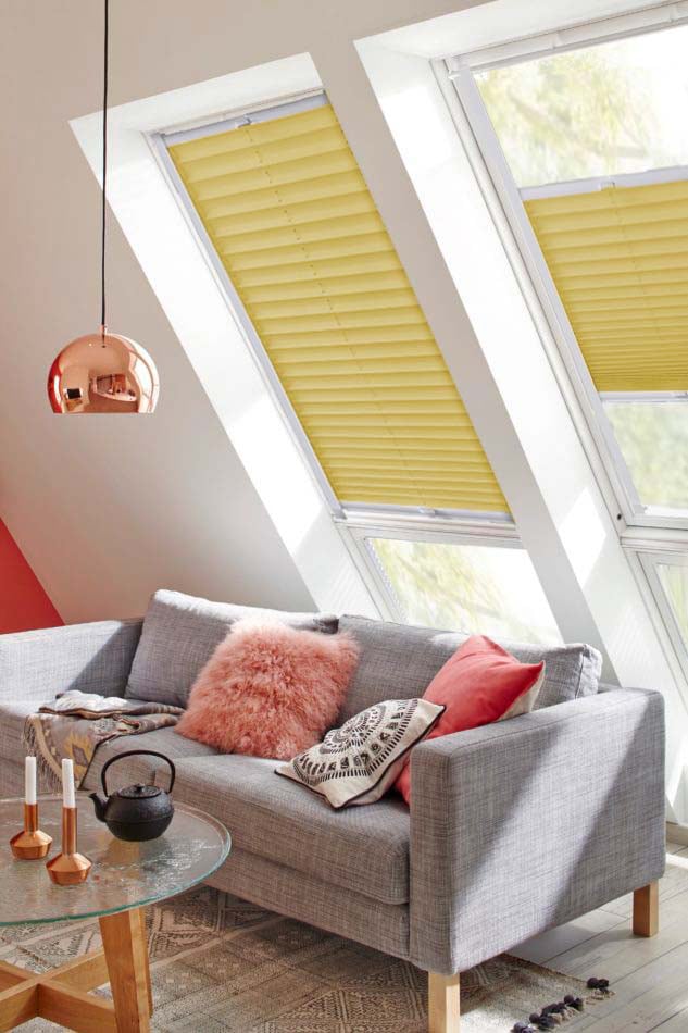sunlines Dachfensterplissee »Classic Style Crepe«, Lichtschutz, verspannt,... gelb