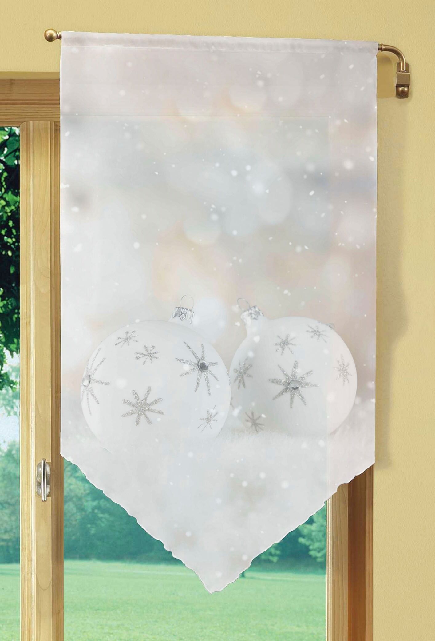 HOME WOHNIDEEN Vorhang »SIMIANO«, (1 St.), Fensterbehang Voile digital bedruckt beige