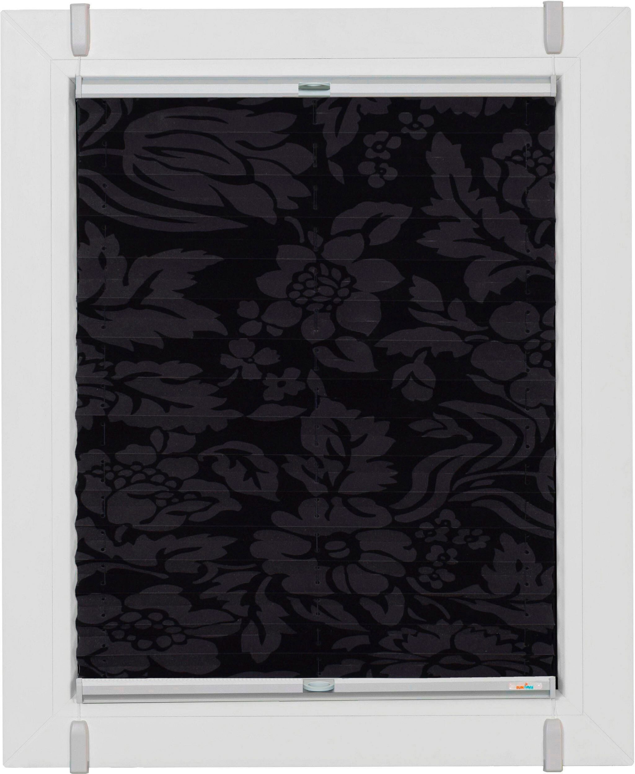 sunlines Plissee nach Mass »Classic Style Fleur noir«, Lichtschutz, ohne... silberfarben