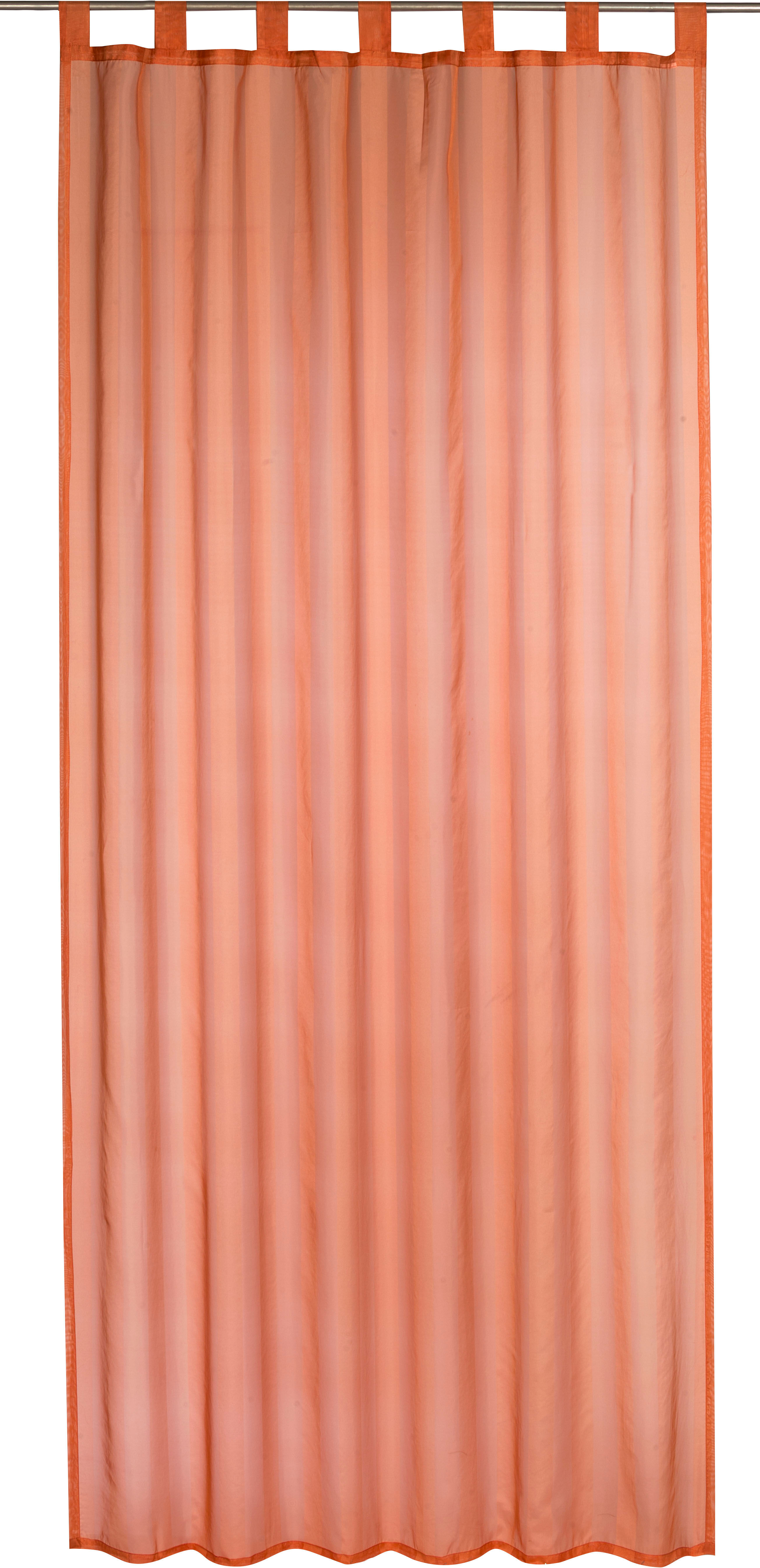 ELBERSDRUCKE Gardine »Streifenvoile«, (1 St.), Schlaufenschal mit Kräuselband... orange