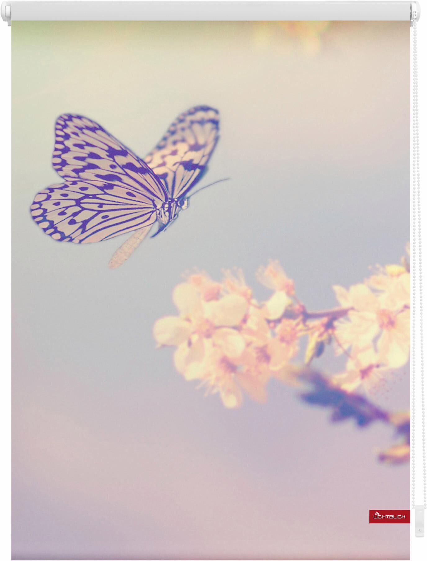 LICHTBLICK ORIGINAL Seitenzugrollo »Klemmfix Motiv Schmetterling«,... rosa Größe H/B: 150/120 cm