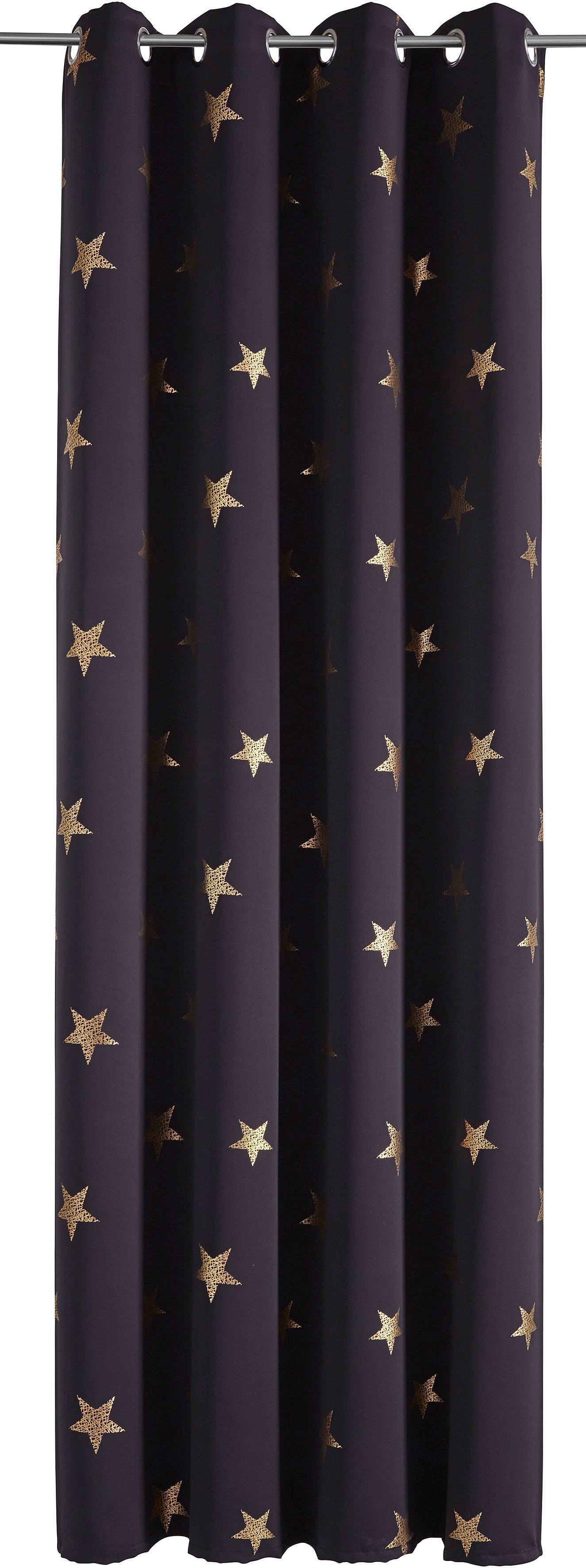 my home Gardine »Blackout Curtain With Foil Print Star«, (1 St.) schwarz Größe H/B: 145/135 cm H/B: 175/135 cm H/B: 225/135 cm H/B: 245/135 cm