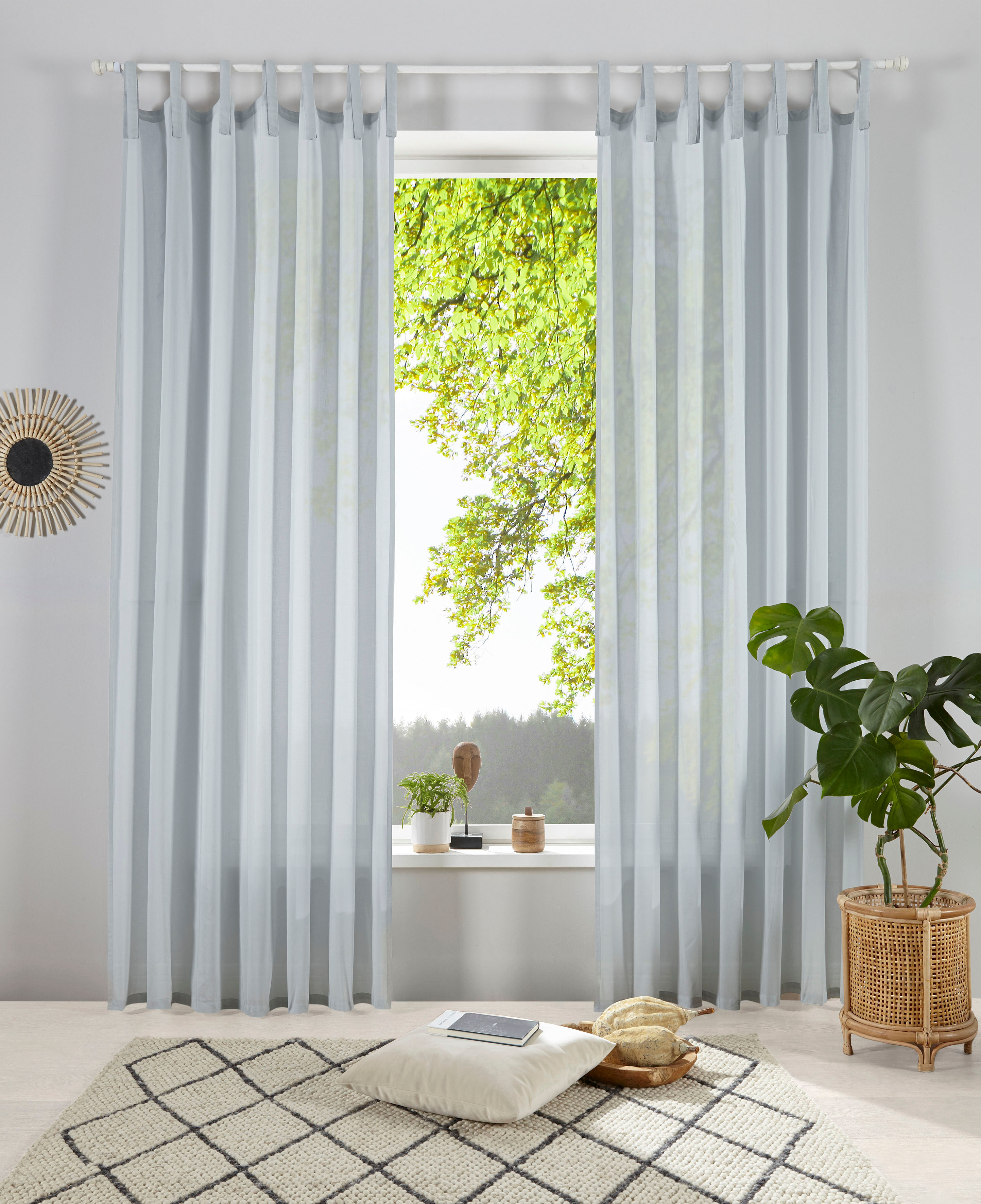 GOODproduct Gardine »Gitta«, (1 St.), halbtransparent, nachhaltig, Bio... grau Größe H/B: 145/140 cm H/B: 175/140 cm H/B: 225/140 cm H/B: 245/140 cm