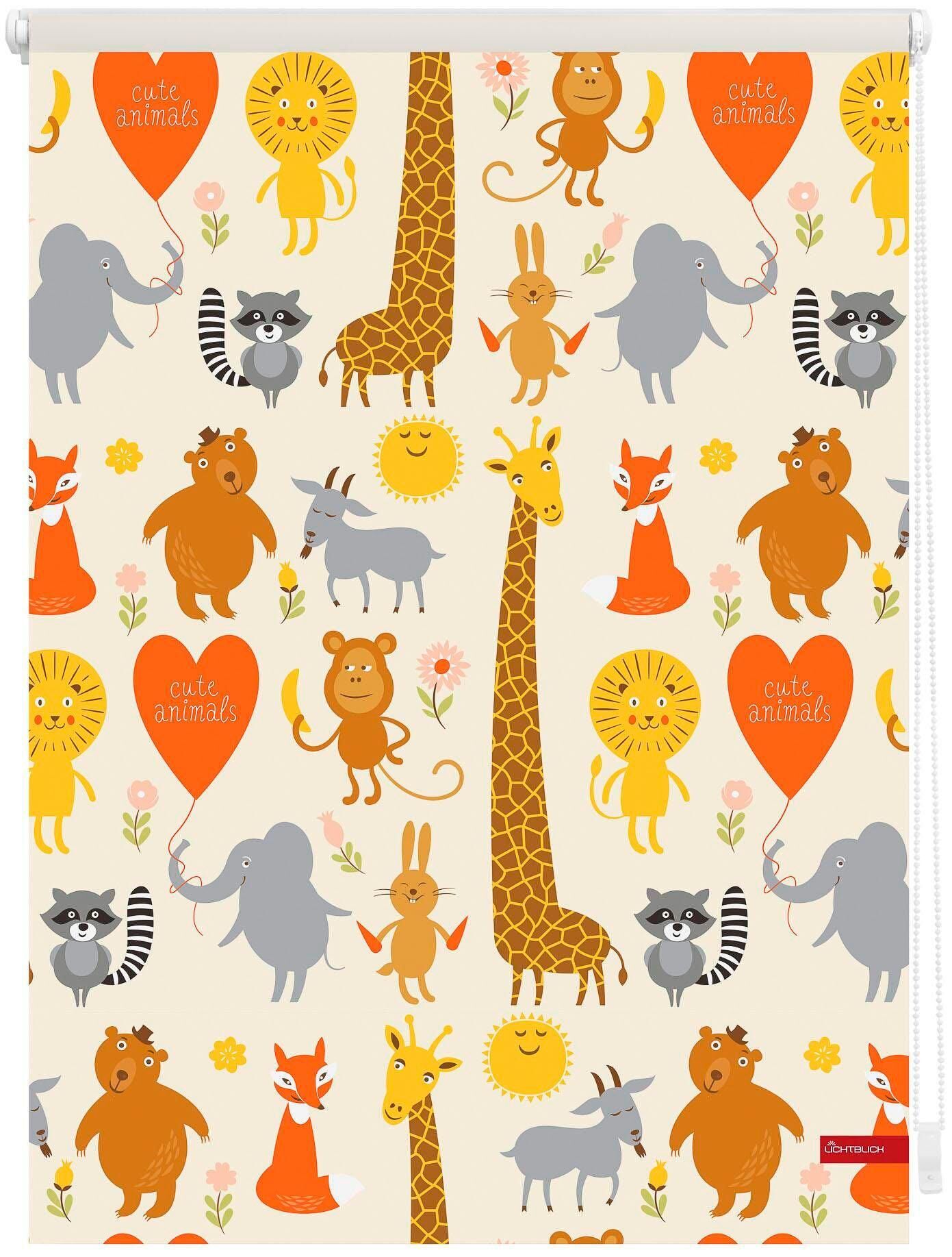 LICHTBLICK ORIGINAL Seitenzugrollo »Klemmfix Digital Cute Animals«,... gelb Größe H/B: 150/120 cm