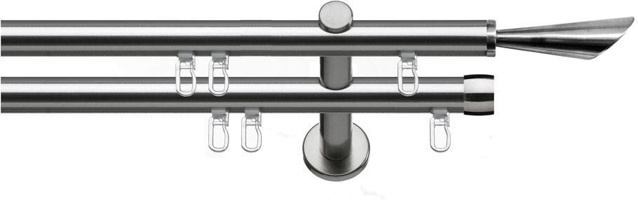 indeko Gardinenstange »Siena«, 2 läufig-läufig, Fixmass silberfarben Größe 140 cm (Länge) 180 cm (Länge) 220 cm (Länge)