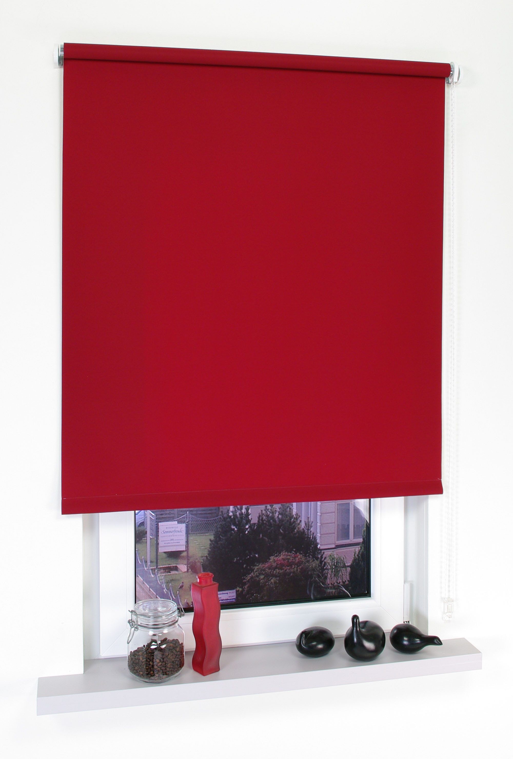 Liedeco Seitenzugrollo »Uni«, Lichtschutz, ohne Bohren rot Größe H/B: 180/102 cm H/B: 180/112 cm H/B: 180/62 cm H/B: 180/82 cm H/B: 180/92 cm H/B: 240/102 cm H/B: 240/92 cm