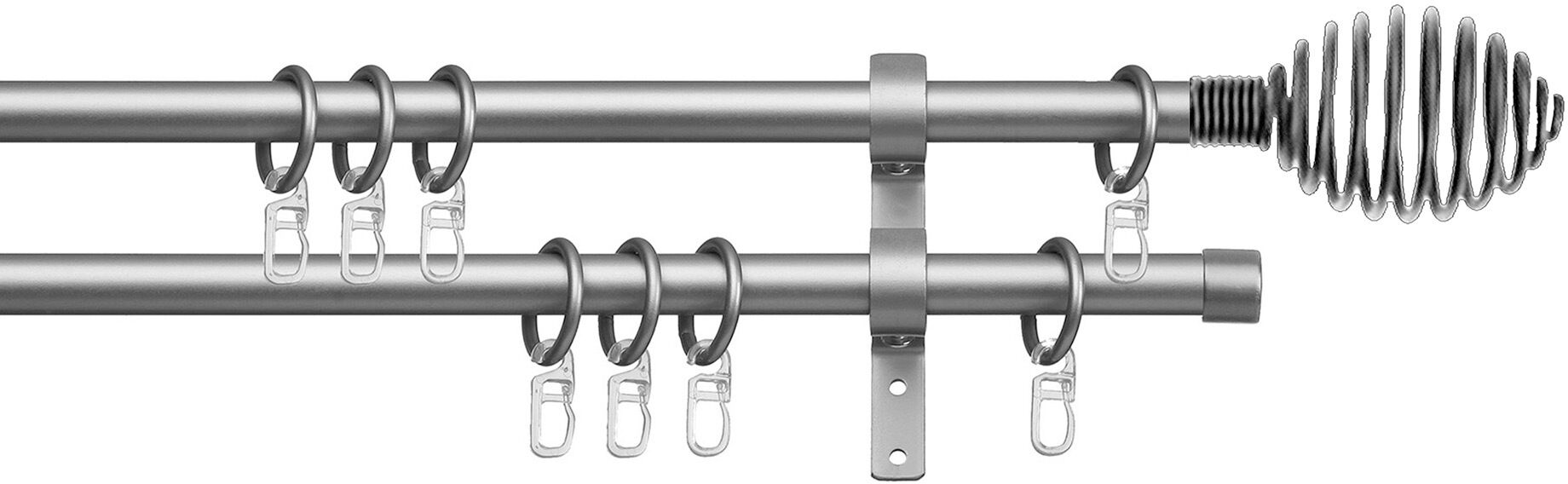 indeko Gardinenstange »Pisa«, 2 läufig-läufig, Fixmass silberfarben Größe 120 cm (Länge) 160 cm (Länge) 200 cm (Länge) 240 cm (Länge)