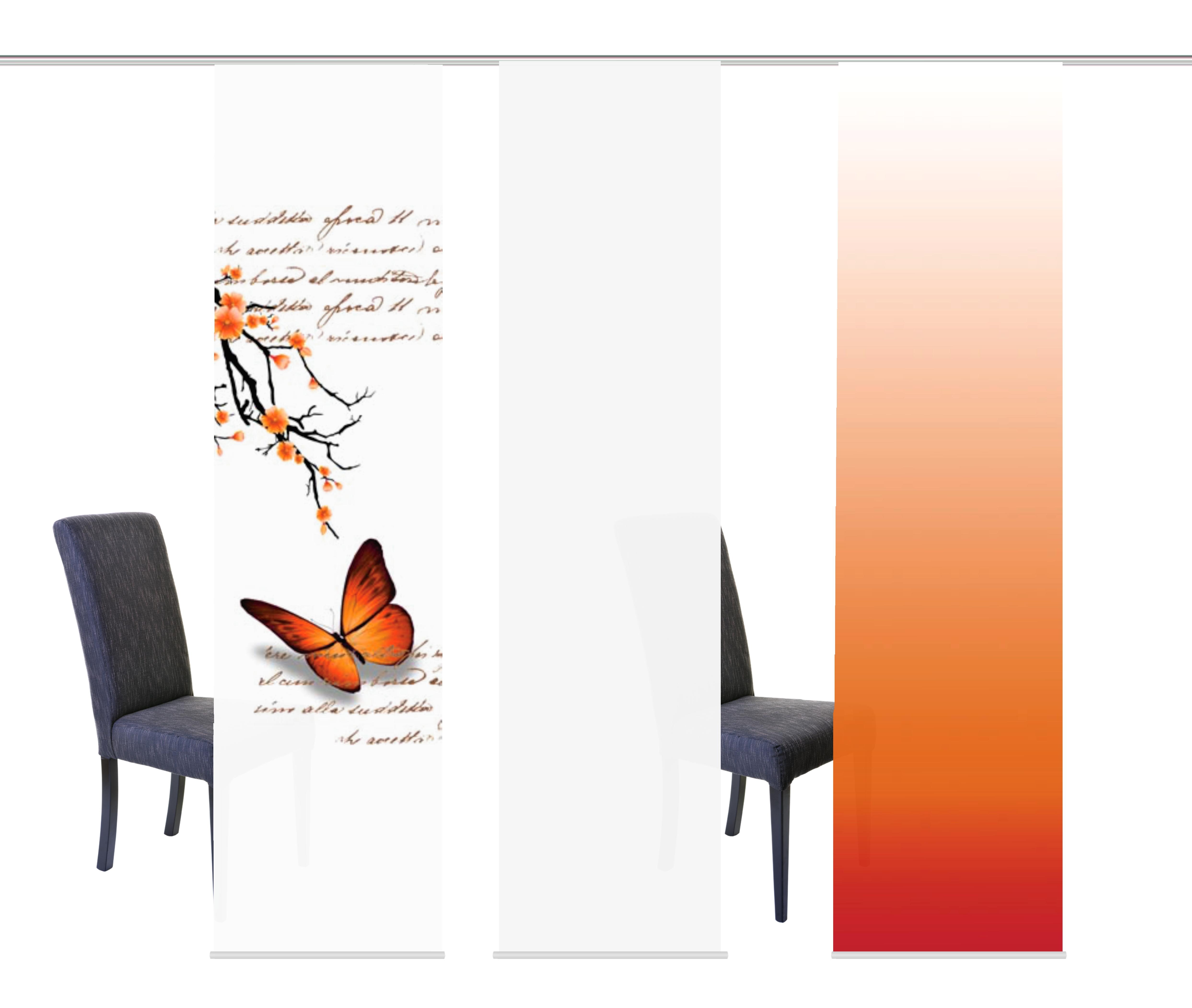 HOME WOHNIDEEN Schiebegardine »BUTTERFLIES«, (3 St.), HxB: 245x60, inkl.... orange Größe H/B: 245/60 cm