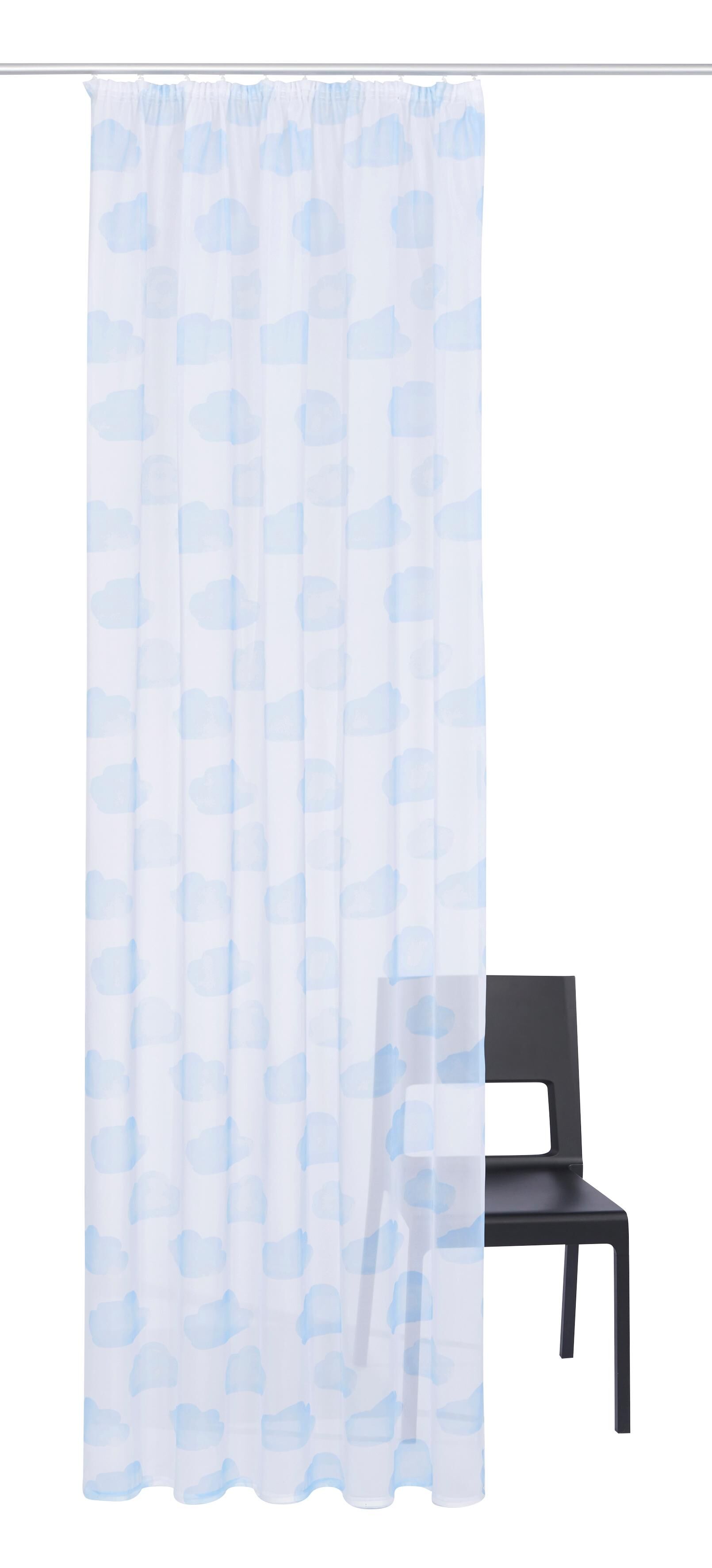 Lüttenhütt Gardine »Wolke«, (1 St.), Kindergardine, bedruckt, transparent,... blau Größe H/B: 145/135 cm H/B: 175/135 cm H/B: 225/135 cm H/B: 245/135 cm