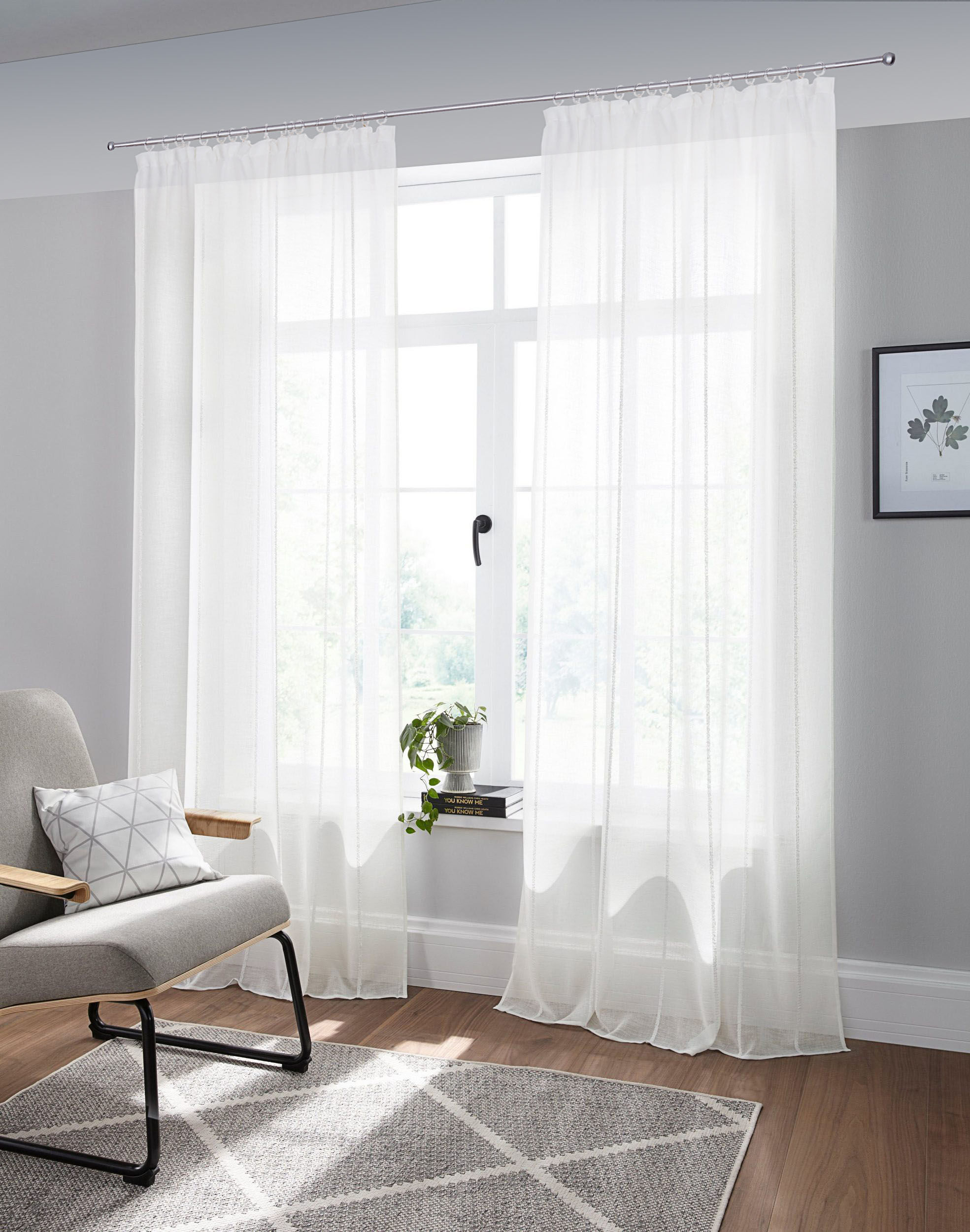 andas Vorhang »Visby«, (1 St.), monochrom mit Effektgarn, halbtransparent,... beige Größe H/B: 145/130 cm H/B: 175/130 cm H/B: 225/130 cm H/B: 245/130 cm