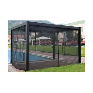 Sorara Vorhang und Moskitonetzkombination für Basic Pergola - Höhe 240 cm   schwarz   geeignet für Weide & Mirador Basic, Größe: 3 x 3.6 M