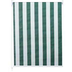 Neuwertig] Rollo HHG 337, Fensterrollo Seitenzugrollo Jalousie, Sonnenschutz Verdunkelung blickdicht 100x160cm grün/weiß - multicolour