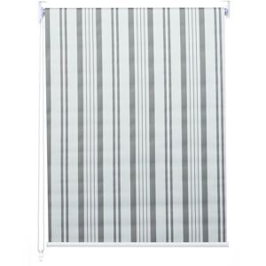 Rollo HHG 337, Fensterrollo Seitenzugrollo Jalousie, Sonnenschutz Verdunkelung blickdicht 100x160cm grau/weiß - multicolour