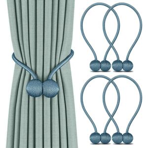 LONGZIMING Set mit 4 Gardinenhaltern, magnetische Gardinenhalter, magnetische Flechtvorhang-Raffhalter, Schnalle für Zuhause, Büro, Dekoration (blau)