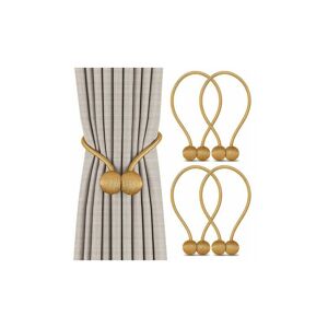 ETING Set mit 4 Vorhang-Raffhaltern, magnetische Vorhang-Raffhalter, magnetische Flechtvorhang-Raffhalter, Schnalle für Zuhause, Büro, Dekoration (Gold)