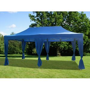 Dancover Faltzelt Faltpavillon Wasserdicht FleXtents PRO 3x6m Blau, mit 6 Gardinen